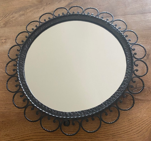 Miroir soleil fleur fer forgé - miroir,