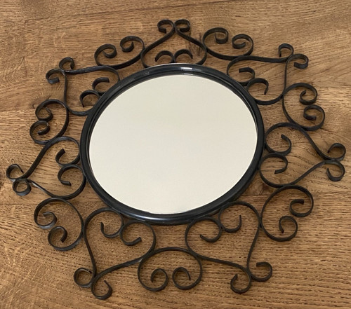 Miroir soleil fleur fer - miroir, forgé